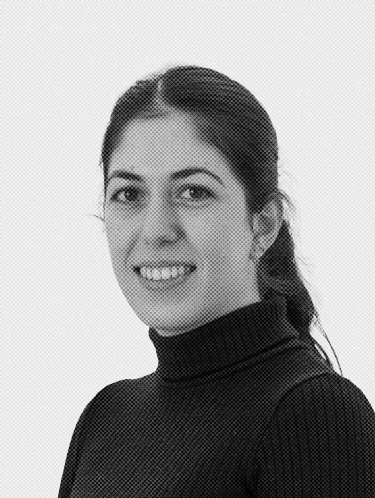 A black and white picture of Elena Pitta