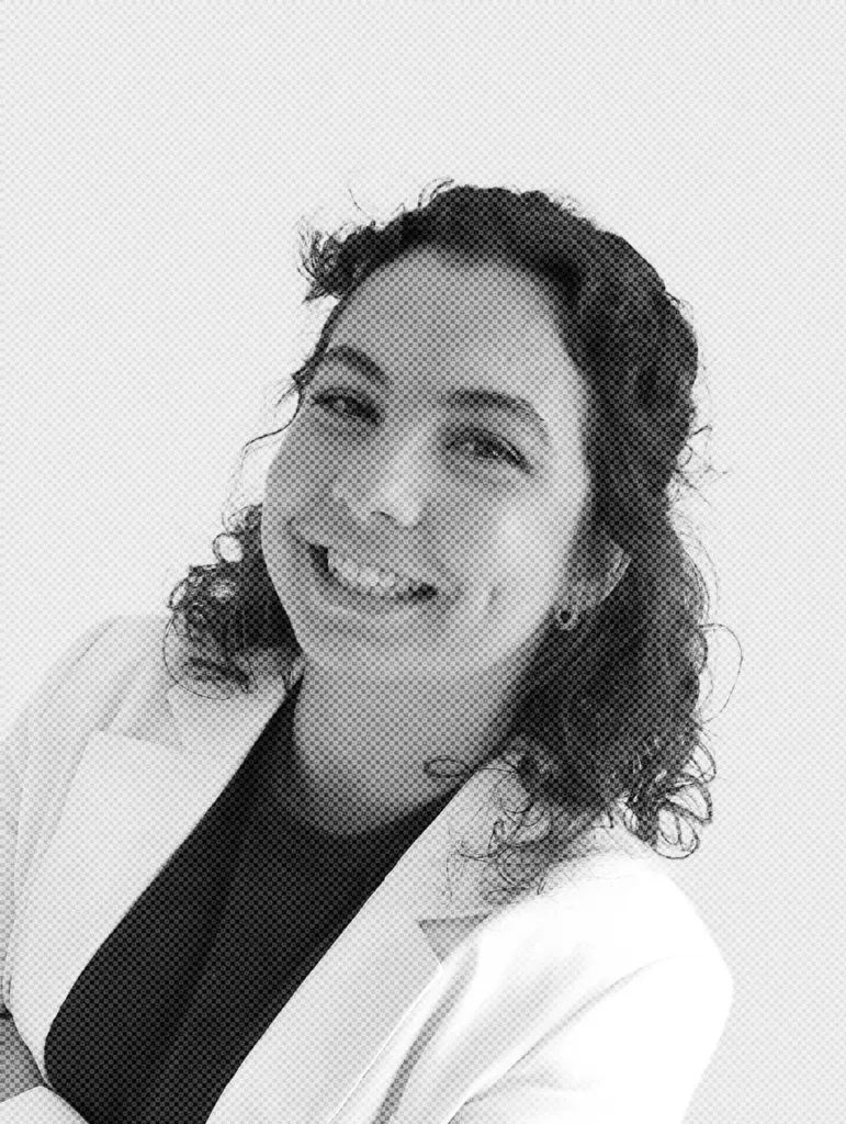 A black and white picture of Samantha van den Berg